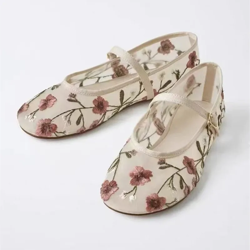 Women'S Ethnic Fashion Brands - Malha bordada lazer ballet apartamentos mulheres