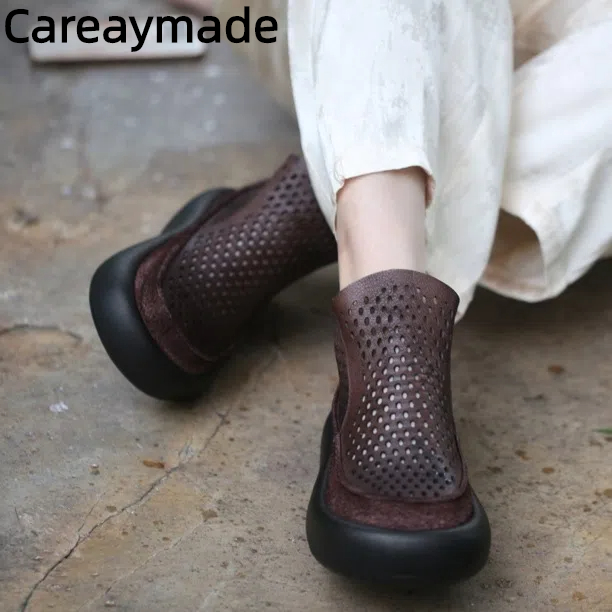 Ethnic Outfit - Careaymade-sapatos femininos de couro genuíno com