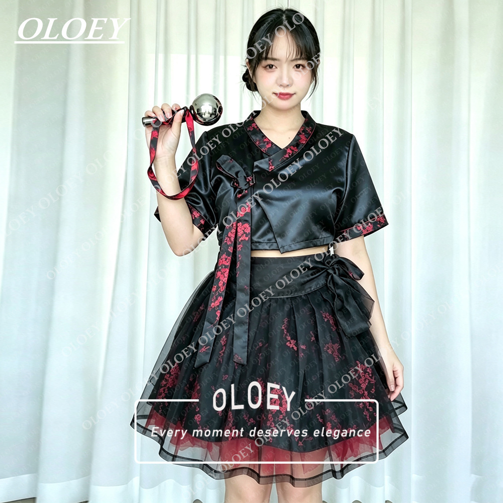 Hanbok Modern Set - Conjunto de Hanbok Curto Preto Moderno