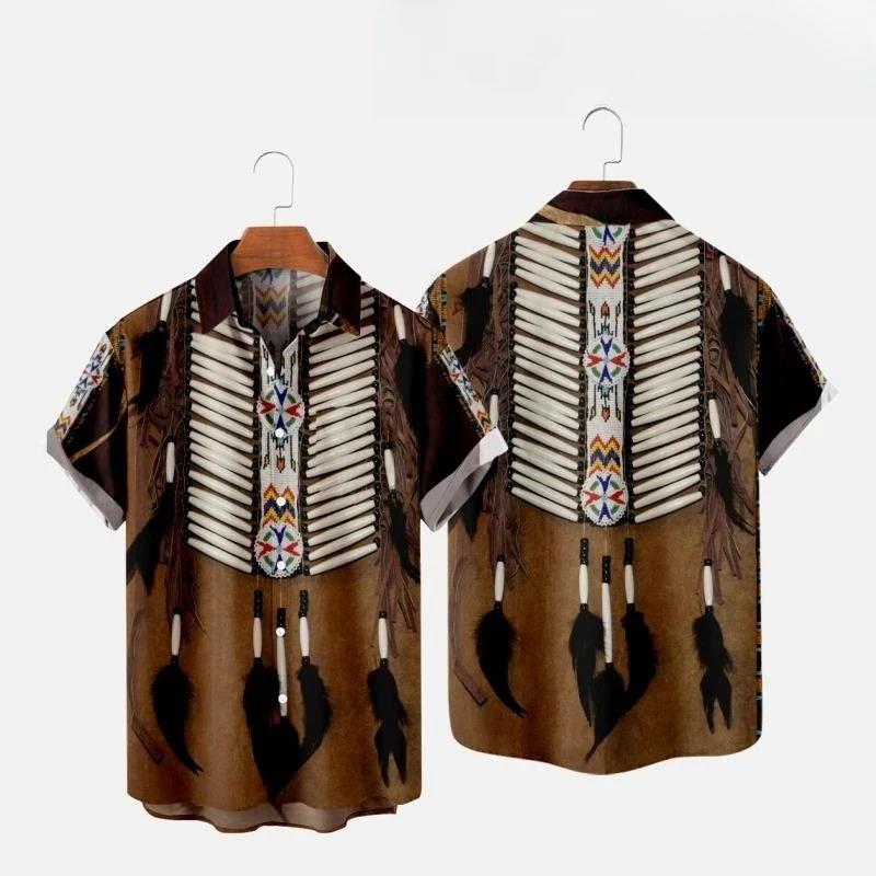Fashion Ethnic Indian Clothing - Camisas de Praia Estilo Étnico Indiano