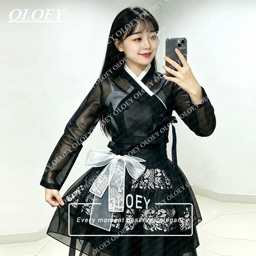 Hanbok Modern Set - Conjunto de Hanbok Curto Preto Moderno