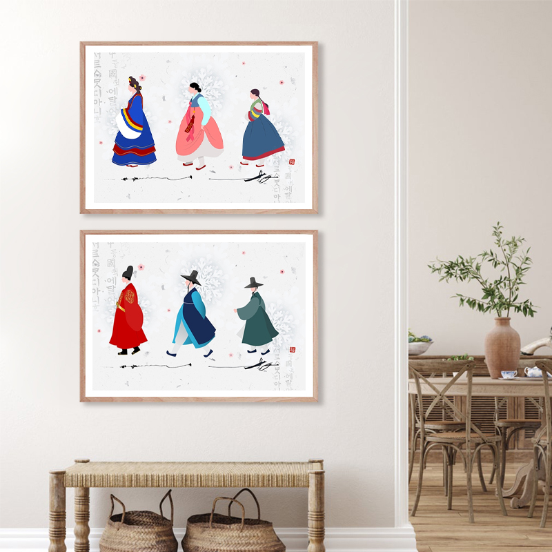 Impressão de arte coreana trad - Hanbok Modern Set avaliação e preço
