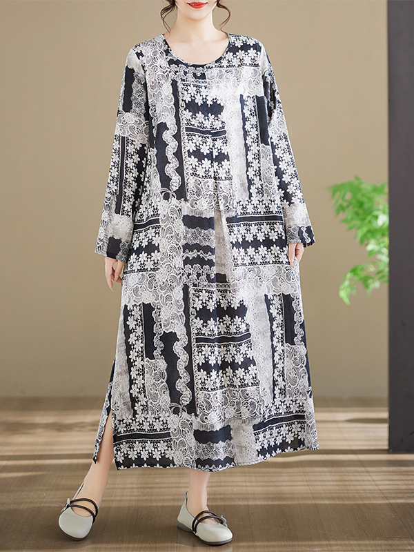 Vestido de Algodão Estampado d - Ethnic Style Dresses avaliação e preço